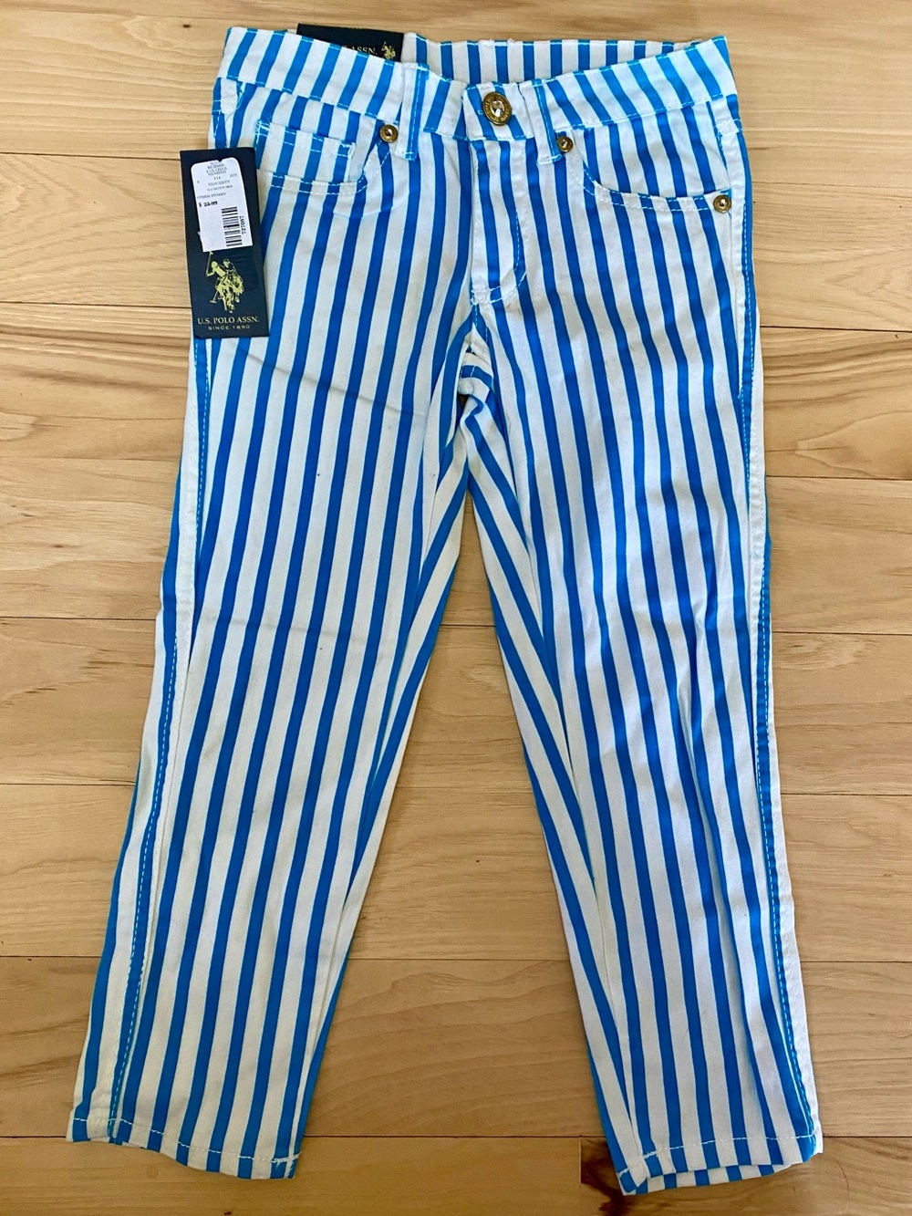 NWT US Polo Assn Girls Blue and White Stripe Jeans 5T